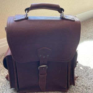Saddleback brown leather messenger bag